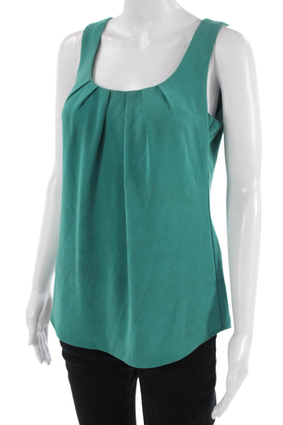 Trina Turk Women Basic Green Square Neck Tank Sleeveless Size S