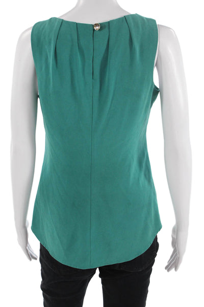 Trina Turk Women Basic Green Square Neck Tank Sleeveless Size S