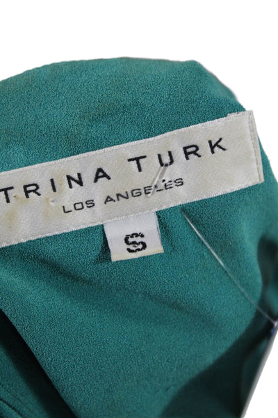 Trina Turk Women Basic Green Square Neck Tank Sleeveless Size S