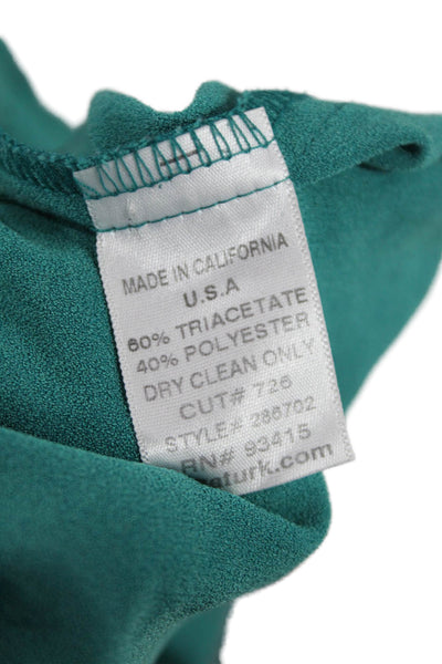 Trina Turk Women Basic Green Square Neck Tank Sleeveless Size S