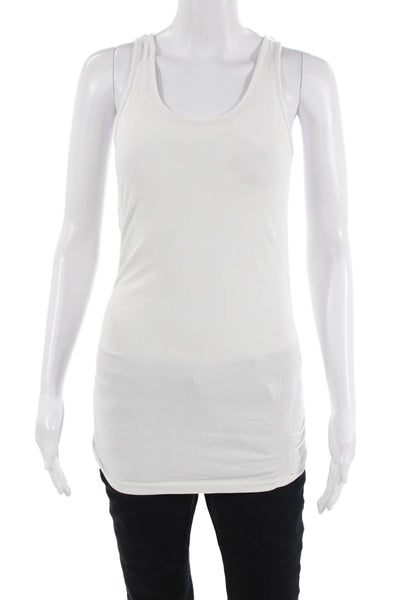Athleta Women Basic Tank White 100% Polyester Sleeveless Round Neck Size S