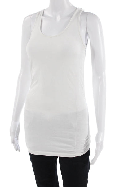 Athleta Women Basic Tank White 100% Polyester Sleeveless Round Neck Size S