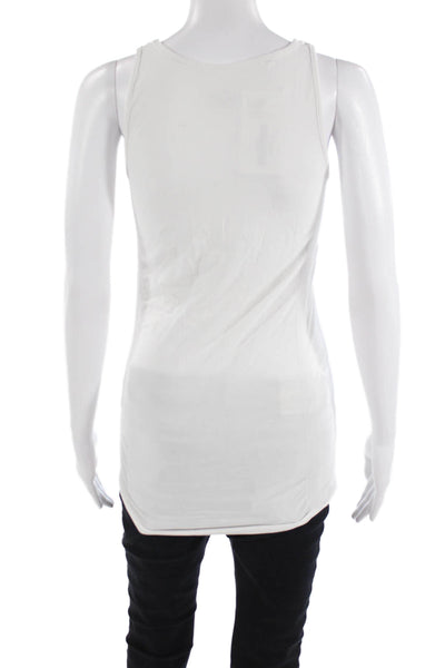 Athleta Women Basic Tank White 100% Polyester Sleeveless Round Neck Size S
