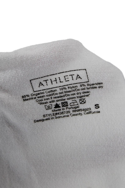 Athleta Women Basic Tank White 100% Polyester Sleeveless Round Neck Size S