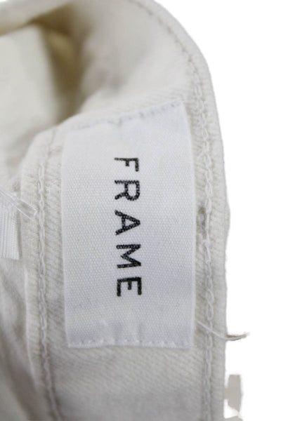 Frame Women Ankle Cropped Jeans White Cotton Mid Rise Size 26