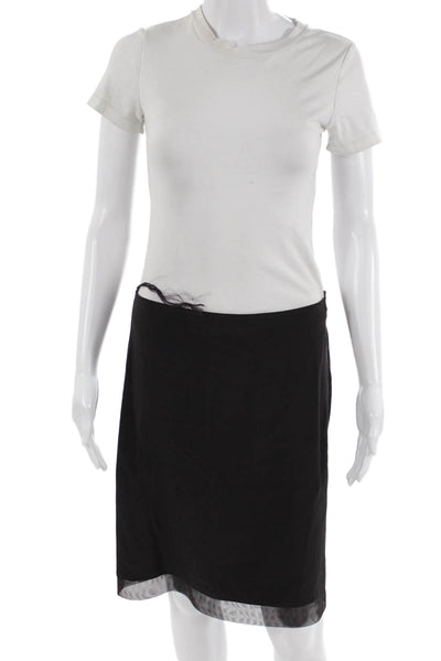 Calvin Klein Women Straight Pencil Skirt Black Silk Short Size 4