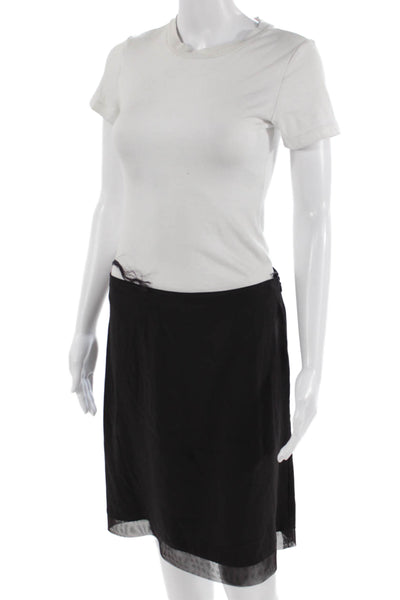 Calvin Klein Women Straight Pencil Skirt Black Silk Short Size 4