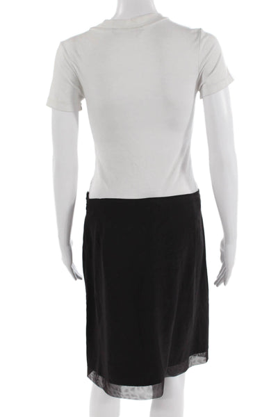 Calvin Klein Women Straight Pencil Skirt Black Silk Short Size 4