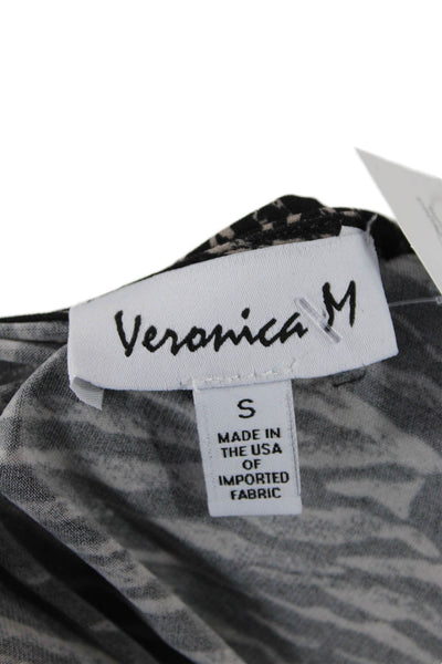 Veronica M Women Jumpsuit Black V-Neck Short Sleeve Abstract Size S