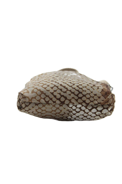 Kipling Womens Snakeskin Print Crossbody Shoulder Handbag Brown Beige