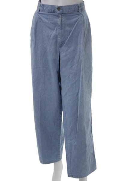 Dockers Women Cropped Pants Light Blue Cotton Blend Button 30in Size L