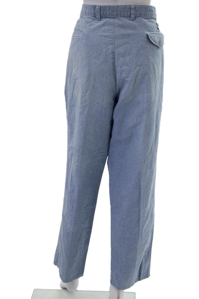 Dockers Women Cropped Pants Light Blue Cotton Blend Button 30in Size L