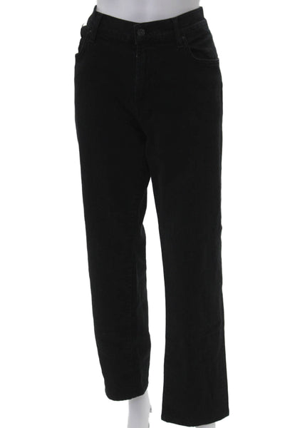 7 For All Mankind Women Cropped Jeans Black Mid-Rise Button Size 36
