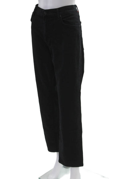 7 For All Mankind Women Cropped Jeans Black Mid-Rise Button Size 36