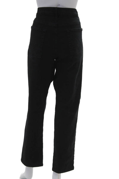 7 For All Mankind Women Cropped Jeans Black Mid-Rise Button Size 36