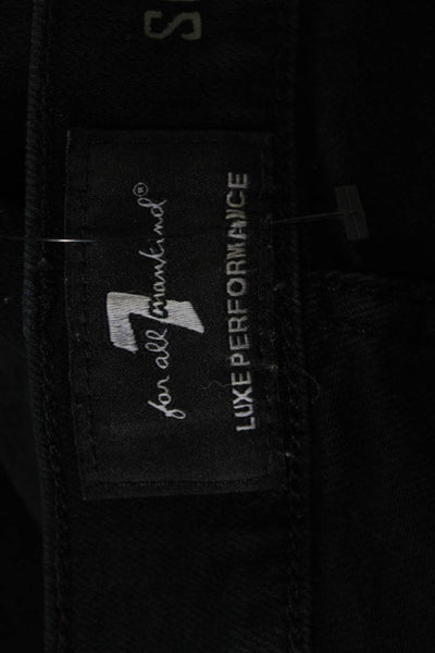 7 For All Mankind Women Cropped Jeans Black Mid-Rise Button Size 36