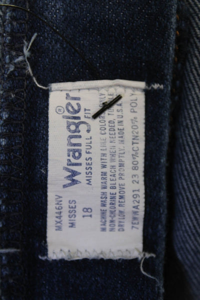 Wrangler Women Mom Tapered Jeans Dark Blue Button Mid Rise Size 18