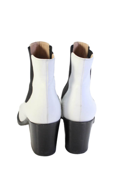 Gianvito Rossi Womens Leather Pointed Toe Ankle Boots Shoes White Size 9.5