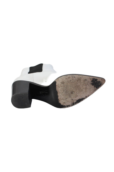 Gianvito Rossi Womens Leather Pointed Toe Ankle Boots Shoes White Size 9.5