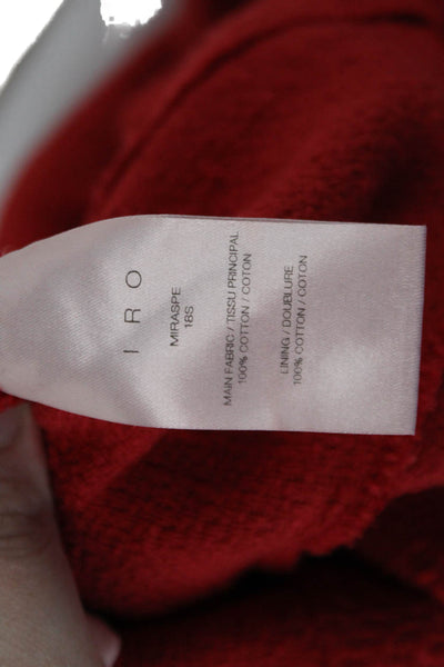 IRO Women Blazer Red 100% Cotton Mock Neck Long Sleeve Size 36