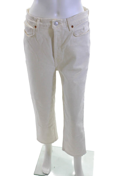 Re/Done Women High Waist Cropped Capri Pants White Size 29