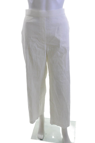 Theory Womens White Cropped Dress Pants Linen Blend Size 10