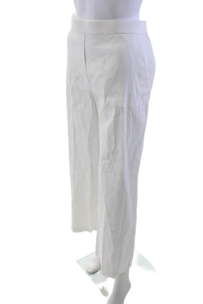 Theory Womens White Cropped Dress Pants Linen Blend Size 10