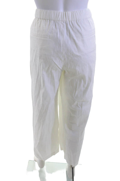 Theory Womens White Cropped Dress Pants Linen Blend Size 10