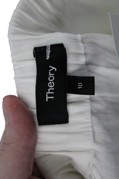Theory Womens White Cropped Dress Pants Linen Blend Size 10
