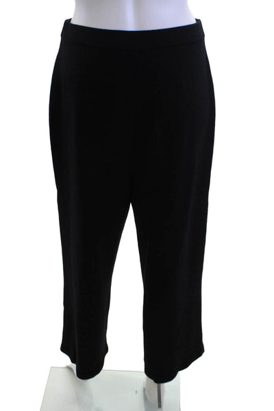 St. John Basics Women Cropped Wool Blend Black Pants Size 10