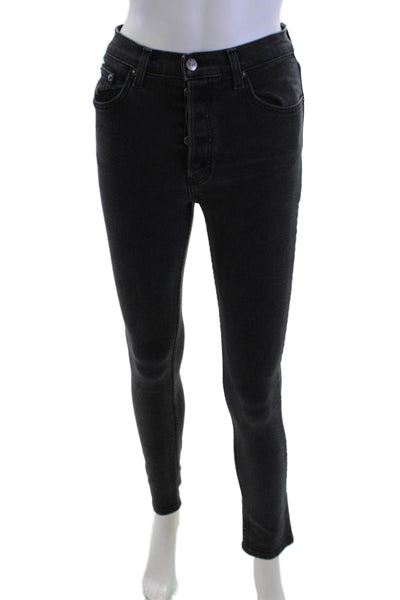 Reformation Women Black Skinny Ankle Jeans Mid-Rise Size 25