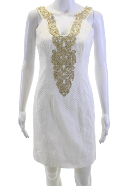 Lilly Pulitzer Women Sheath Dress White V-Neck Sleeveless Size 0