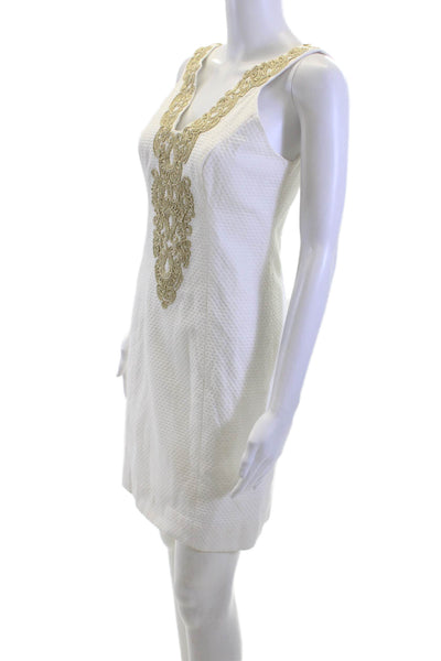 Lilly Pulitzer Women Sheath Dress White V-Neck Sleeveless Size 0