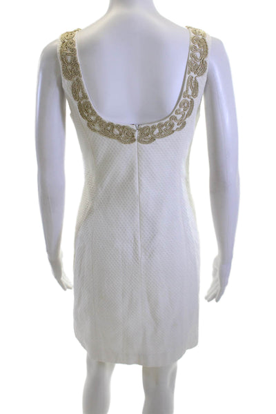 Lilly Pulitzer Women Sheath Dress White V-Neck Sleeveless Size 0