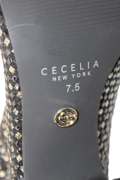 Cecelia New York Women's Block Heels Textured Knee High Boots Black Size 7.5