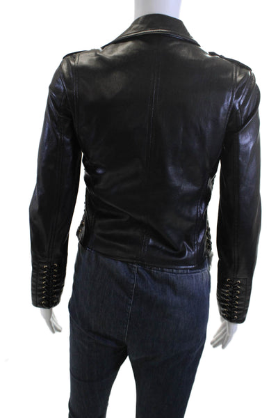 Generation Love Women Biker Motorcycle Jacket Black PU Collared Button Size XS