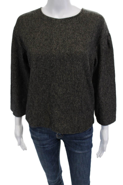 Ba&Sh Women Dark Gray 3/4 Sleeve Pullover Sweater Round Neck Size 4