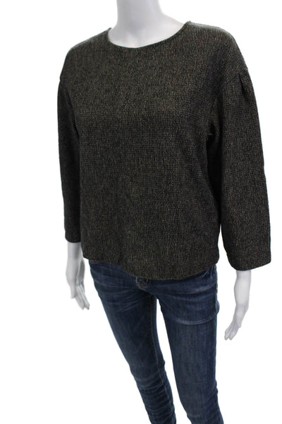 Ba&Sh Women Dark Gray 3/4 Sleeve Pullover Sweater Round Neck Size 4
