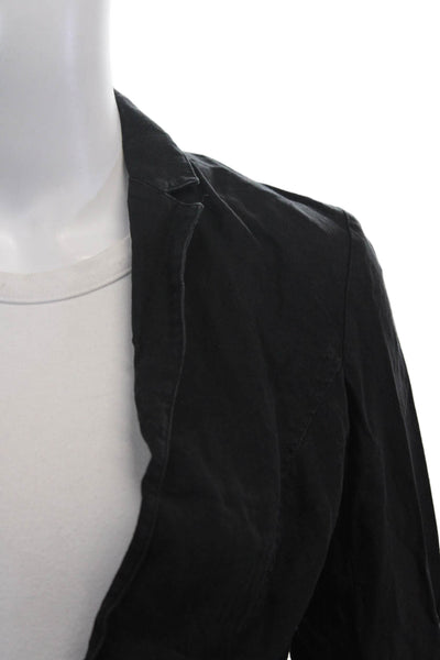 Giada Forte Women Collared Linen Cotton Black Blazer Long Sleeve Size 0