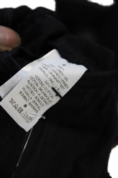 Giada Forte Women Collared Linen Cotton Black Blazer Long Sleeve Size 0