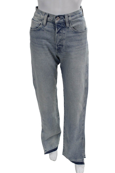 Paige Unisex Light Blue Wide-Leg Jeans High Rise Button Size 24
