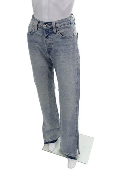 Paige Unisex Light Blue Wide-Leg Jeans High Rise Button Size 24