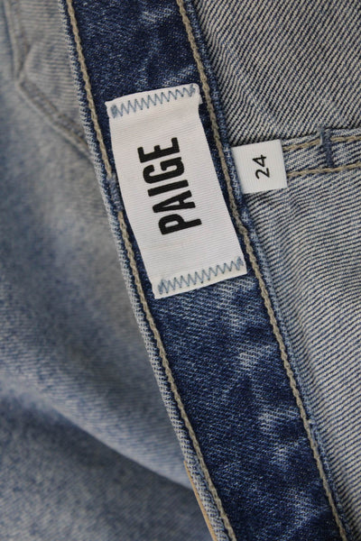 Paige Unisex Light Blue Wide-Leg Jeans High Rise Button Size 24