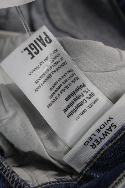 Paige Unisex Light Blue Wide-Leg Jeans High Rise Button Size 24