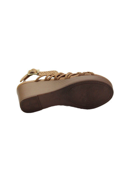 Vince Camuto Childrens Girls Slingbacks Wedge Sandals Brown Size 2 Medium