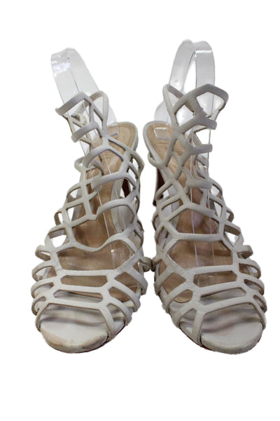 Schutz Womens Open Toe Strappy Slingback Heels White Size 11