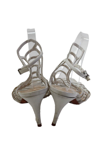 Schutz Womens Open Toe Strappy Slingback Heels White Size 11
