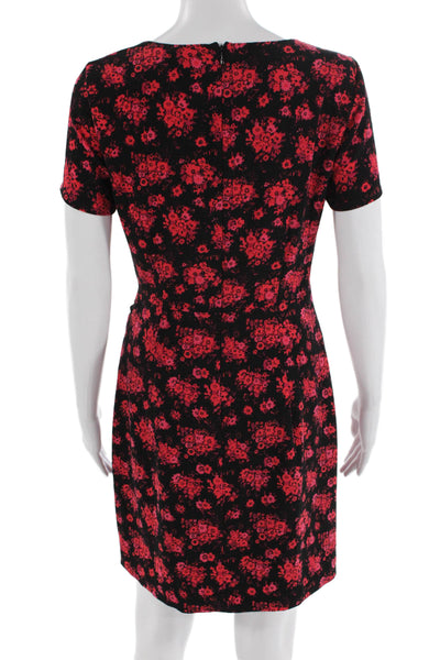 Club Monaco Women Sheath Wrap Dress Black V-Neck Short Sleeve Tie Waist Size 4