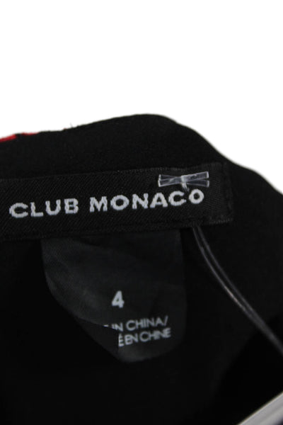 Club Monaco Women Sheath Wrap Dress Black V-Neck Short Sleeve Tie Waist Size 4