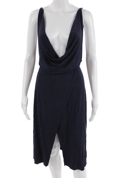 Splendid Women Dark Blue Slip Wrap Midi Dress Sleeveless Size S